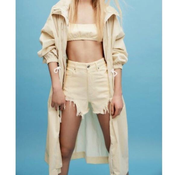 Zara Pants - Zara High Waisted Yellow Distressed  Denim Jean Shorts 6